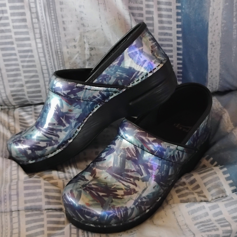Dansko Multicolor Iridescent Clogs